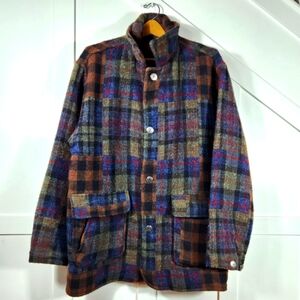Woolrich Vintage Wool Blend Coat Patchwork Plaid Multicolor | Women's Size L